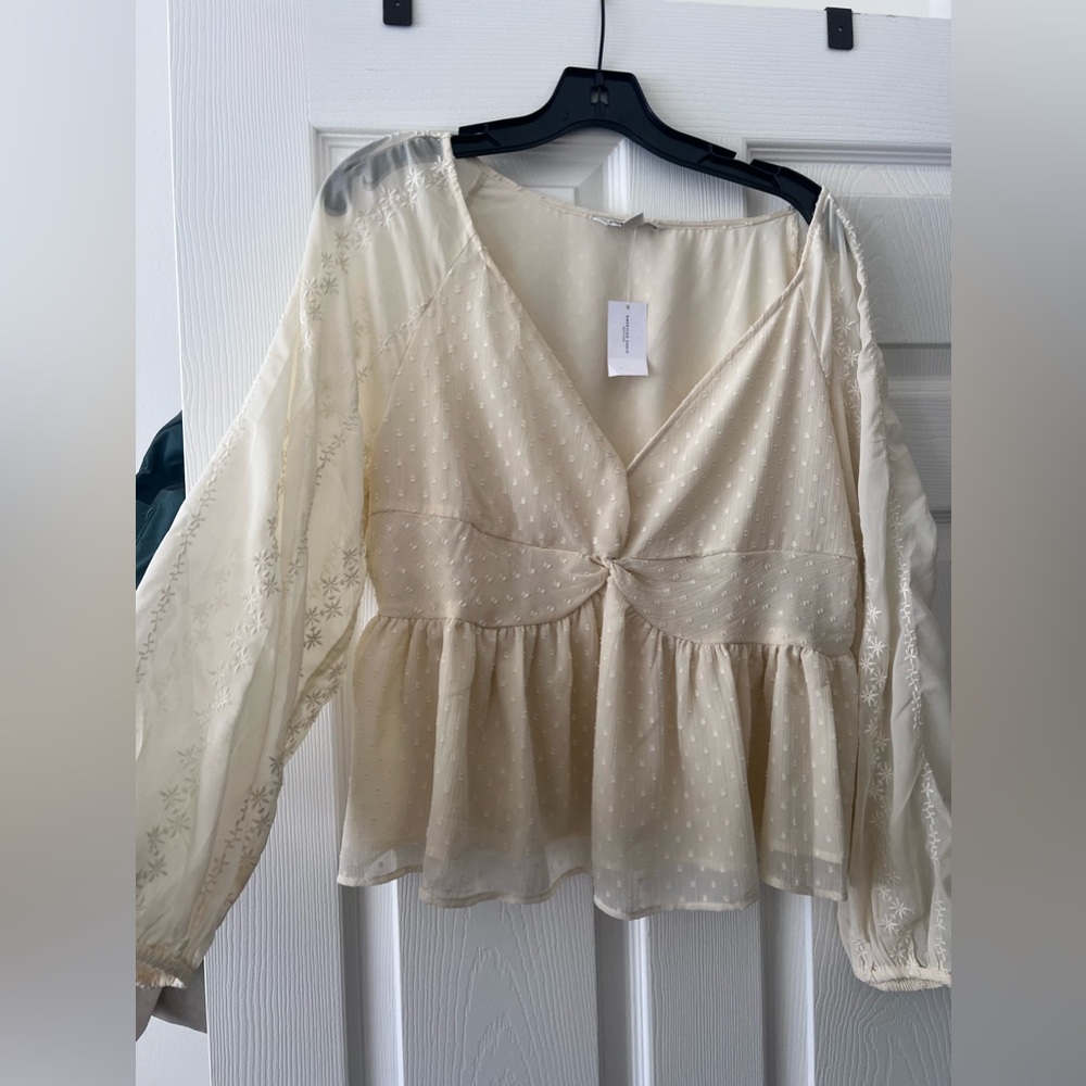 American Eagle cropped fit and flare blouse